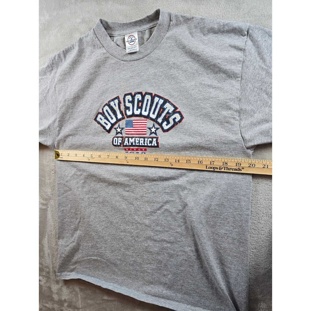 Vintage Boy Scouts of America T Shirt L Fit M Gray Delta Pro Made USA Y2K *Read - Picture 5 of 8